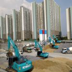 แบคโฮ kobelco sk200-10 ตักหิน ทราย แพล้นปูน forestias